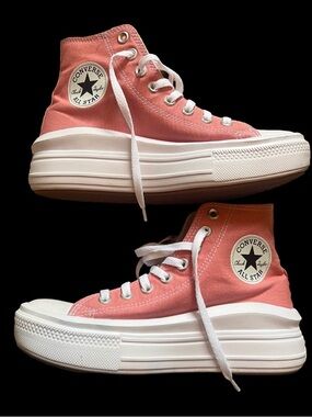 Converse Platform High-Top Sneakers in Coral Pink